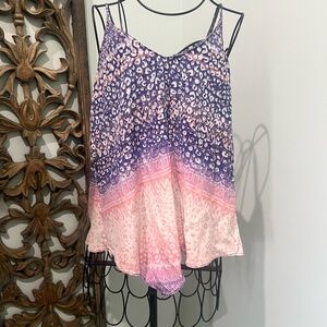 Rory Beca Sleeveless Top with Blue and Pink Pattern